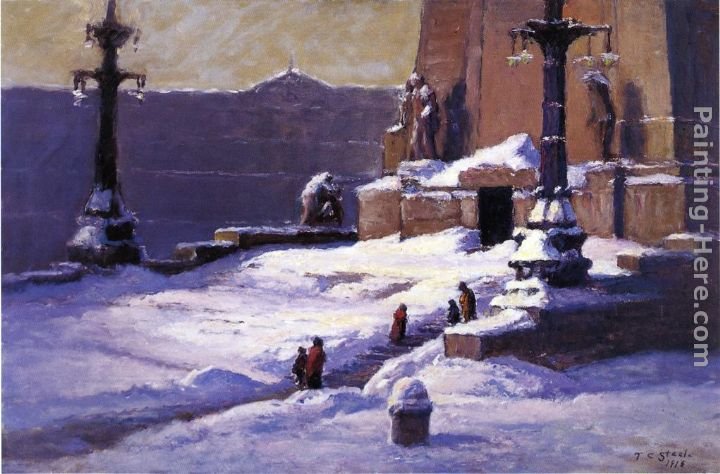 Theodore Clement Steele Monument in the Snow